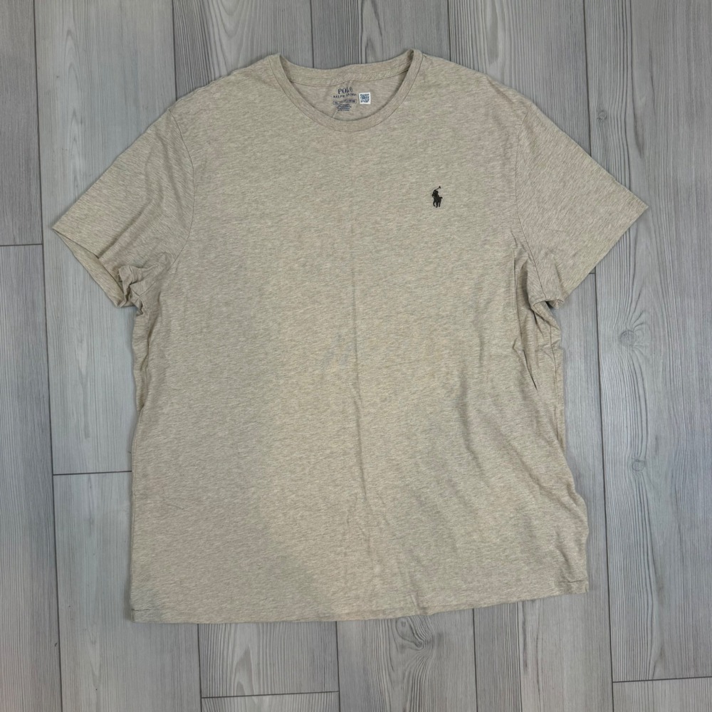 Polo Ralph Lauren Mens XXL Oatmeal Heather Cotton Pony Logo Crewneck T-Shirt